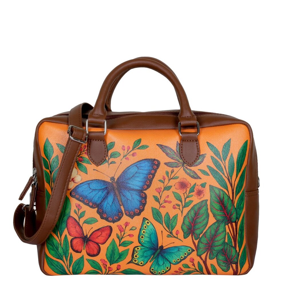 Printed Vegan Leather Buisness Top Handle Crossbody Bag for Women for Work